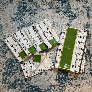 Kate Spade Blue Script Napkins table runner NWT
